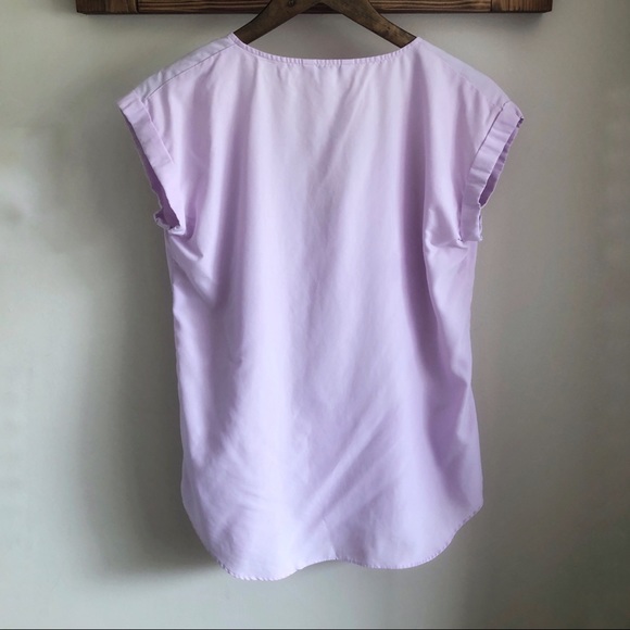 Express Zippered Lavender Short Sleeve Top - Picture 5 of 6